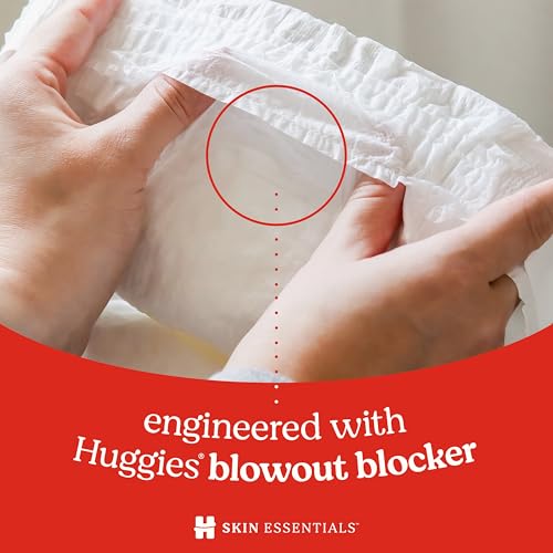 Huggies Size Newborn Diapers, Skin Essentials Baby Diapers, Size Newborn (6-9 lbs), 180 Count (3 Packs of 60), Packaging May Vary