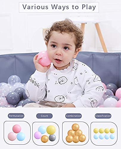 MoonxHome Ball Pit Balls for Toddlers, BPA Free Crush Proof Plastic Toy Balls for Ball Pit, Children's Pool Water Toys, Ideal Gift for Christmas Balls for Play Tent 2.15" Pack of 100 White&Blue&Pink