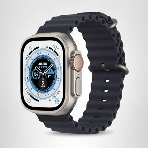 Apple Watch Ultra [GPS + Cellular 49mm] Titanium Case with Midnight Ocean Band, One Size (Renewed Premium)