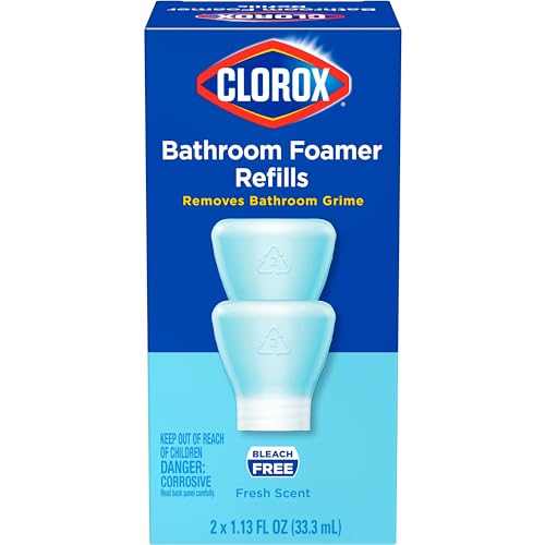 Clorox Bathroom Foamer Refill Cartridge for Clorox Bathroom Foamer Reusable Spray Bottle, Household Essentials, Fresh Scent, 2 Spray Refills