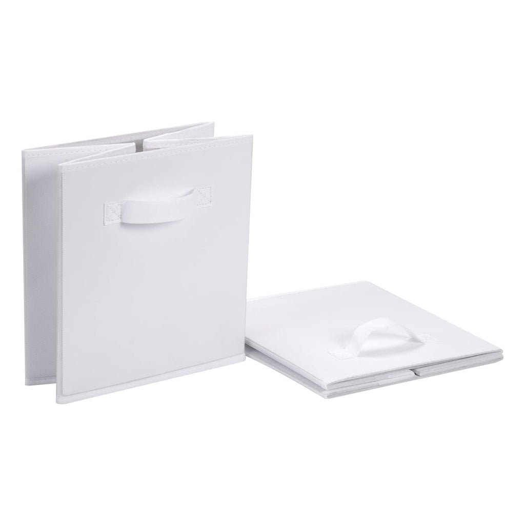 Amazon Basics Collapsible Fabric Storage Cubes Organizer with Handles, Sturdy, White, 10.5-x-10.5-x-11-inch, Pack of 6