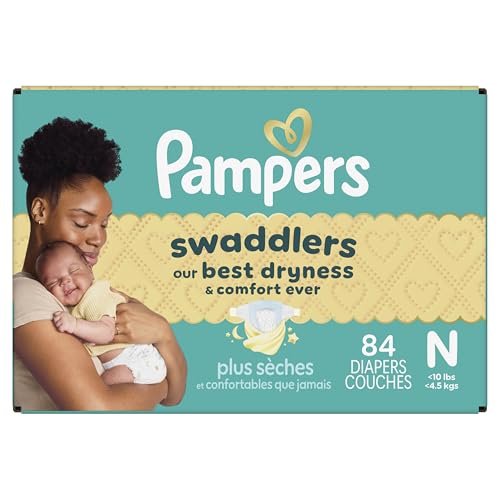 Pampers Swaddlers Diapers, Size 0 (up to 10 lbs), 84 Count, Absorbent, Keeps Baby Dry and Comfortable, Skin Safe Disposable Baby Diaper (Packaging May Vary)