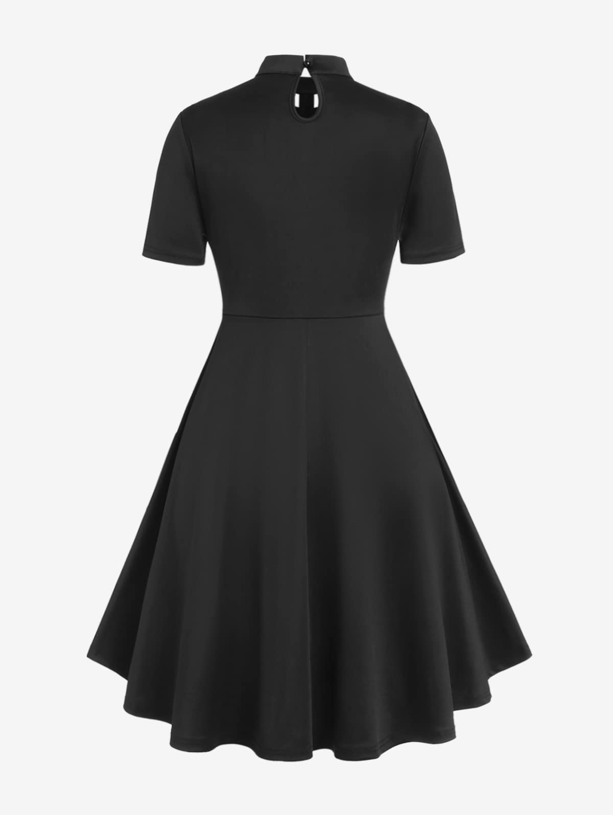 ROSE GAL Gothic D-Ring PU Leather Panel Ladder Cutout Dress（Black-214/2X）