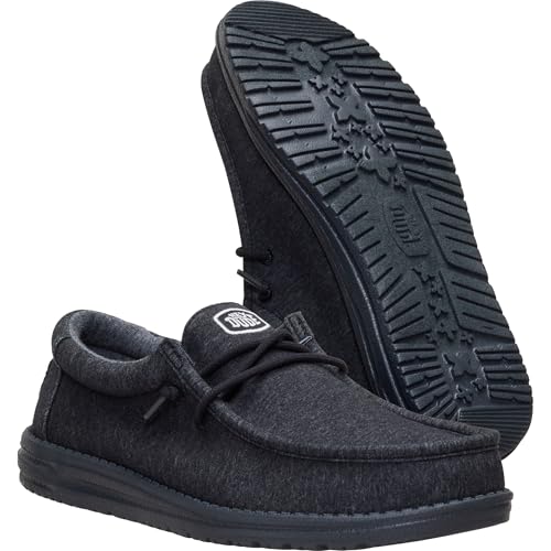 HEYDUDE Wally Stretch Jersey Black Size 10, Men’s Shoes, Men's Slip-on Loafers, Comfortable & Light-Weight
