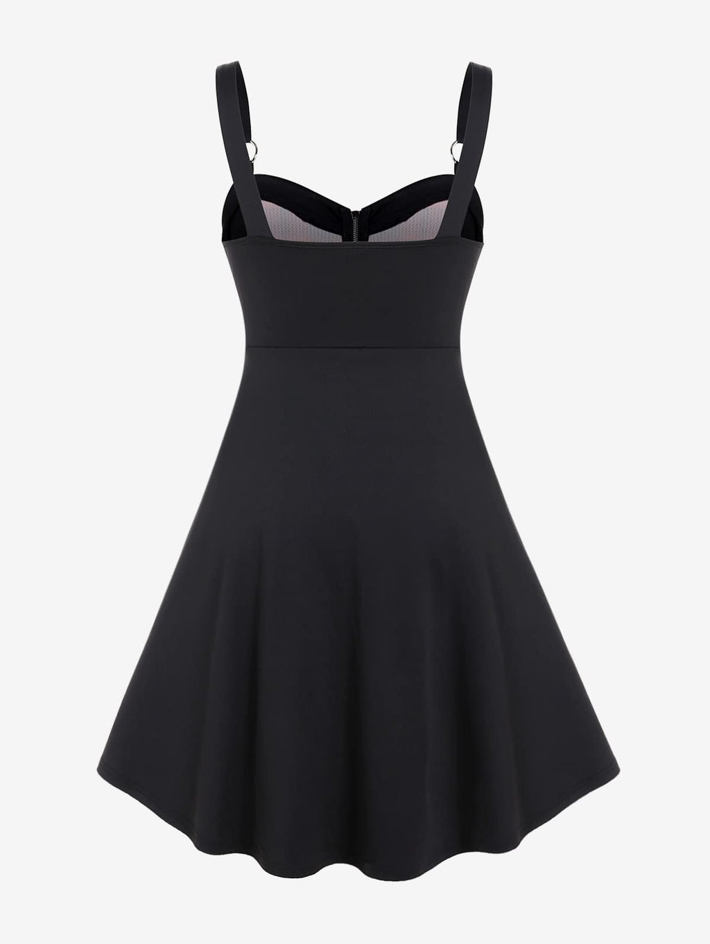 ROSE GAL Gothic Lace Up Plaid Half Zipper Fit and Flare Gothic Dress（Black-219/2X）