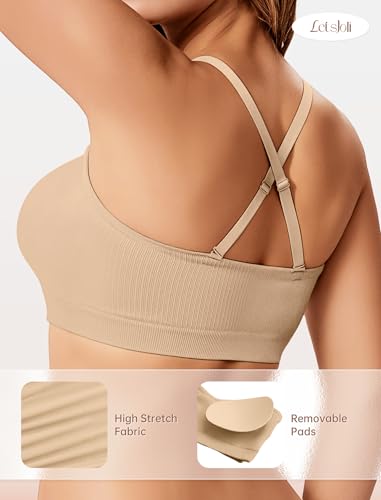 LetsJoli Push Up Strapless Bras for Women Supportive Bandeau Bra Non Slip Wireless No Underwire Padded Tube Bra(Nude,M)