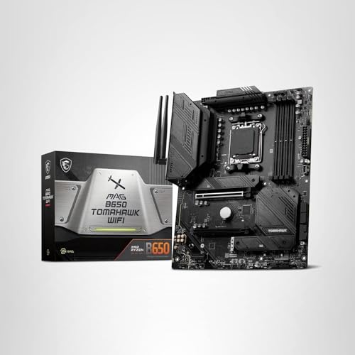MSI MAG B650 Tomahawk WiFi Gaming Motherboard (AMD Ryzen 9000/8000/7000 Series Processors, AM5, DDR5, PCIe 4.0, M.2, SATA 6Gb/s, USB 3.2 Gen 2, HDMI/DP, Wi-Fi 6E, Bluetooth 5.3, 2.5Gbps LAN, ATX)
