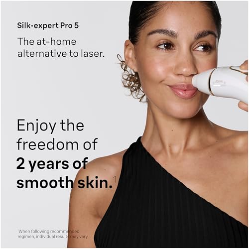 Braun Smart IPL, Silk·Expert Pro 5: at Home Laser Hair Removal for Women and Men, Permanent Visible Hair Reduction in Hair Regrowth for Body & Face, Wide Head and Two Precision Heads, IPL5347