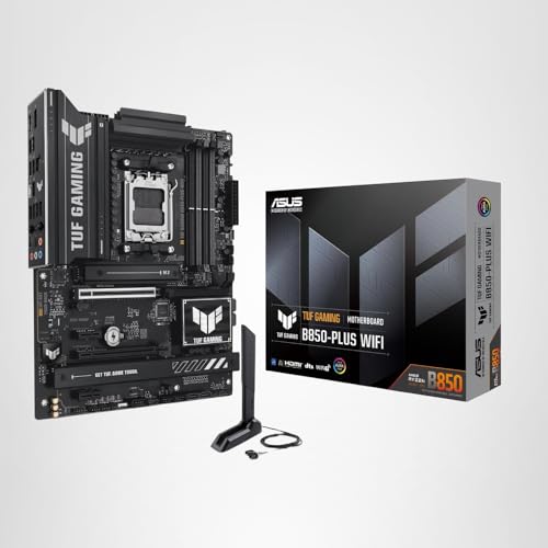 ASUS TUF Gaming B850-PLUS WiFi AMD AM5 B850 ATX Motherboard, 14+2+1 80A Stages, AI Ready, DDR5, PCIe 5.0, 3X M.2, Wi-Fi 7, 2.5Gb LAN, DisplayPort, HDMI™, USB 10Gbps & 20Gbps Type-C®, BIOS Flashback™