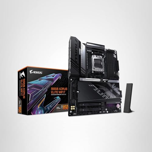 GIGABYTE B850 AORUS Elite WIFI7 AMD AM5 ATX Motherboard, Support AMD Ryzen 9000/8000/7000 Series, DDR5, 14+2+2 Power Phase, 3X M.2, PCIe 5.0, USB-C, WIFI7, 2.5GbE LAN, EZ-Latch, 5-Year Warranty