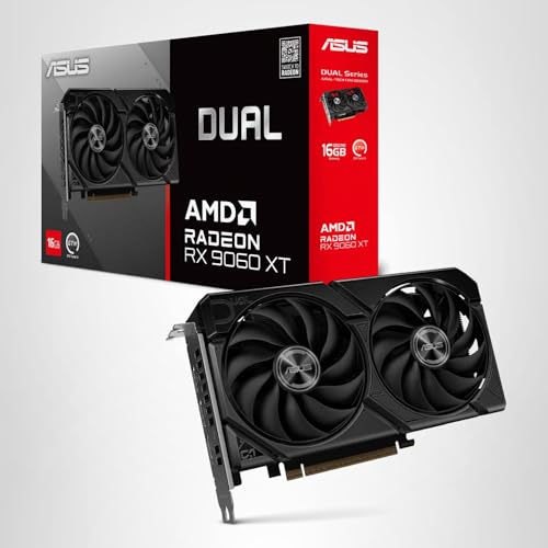 ASUS Dual Radeon™ RX 9060 XT 16GB GDDR6 Graphics Card (PCIe 5.0, HDMI 2.1b, DisplayPort 2.1a, 2.5-Slot Design, Axial-tech Fan Design, 0dB Technology, and More)