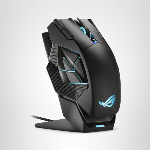 ASUS ROG Spatha X Wireless Gaming Mouse – MMO/MOBA Design, 12 Programmable Buttons, Right-Handed, 168g, Dual-Mode (Wired/2.4GHz), 19K DPI, up to 67Hr Battery, Magnetic Charging Dock, PC/Mac Support