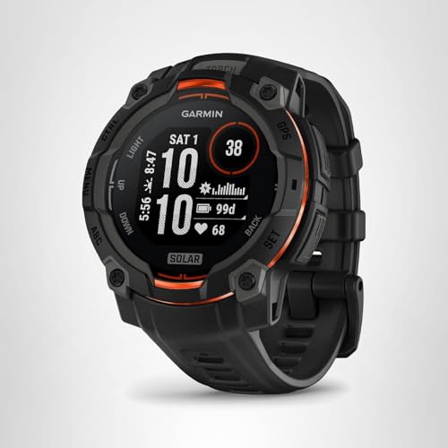 Garmin Instinct® 3 45mm, Solar Charged Display, Rugged Outdoor GPS Smartwatch, Metal-Reinforced Bezel, Built-in Flashlight, Black