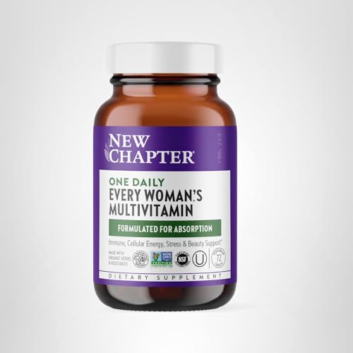 New Chapter Women’s Multivitamin, Iron, B6, B12, Biotin for Hair Growth, D3, Vit C, Zinc for Immune & Stress Support, Gentle on an Empty Stomach, One Daily, Non-GMO, Gluten-Free, 18+, 72 Tablets