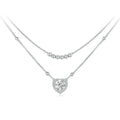 Brillique 14K Gold Heart Cut Diamond Necklace for Women, 1ct VVS1 Heart-shaped Pendant, Exquisite Symbol of Love, Birthday Gift for Wife (Heart-double chain)