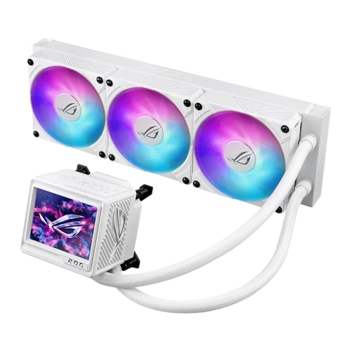 ASUS ROG RYUJIN III 360 ARGB EXTREME White Edition all-in-one AIO CPU liquid cooler, AMD Ryzen 9000 & Intel® Core™ Ultra Ready, Asetek Gen8 V2 pump;high airflow static pressure magnetic fans; 3.5" LCD