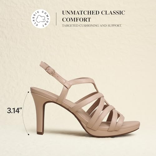DREAM PAIRS Women's Strappy Stiletto High Heels Round Toe Ankle Strap Dress Shoes Platform Comfortable Heeled Sandals,Size 7.5,Nude,DWUMHS2503