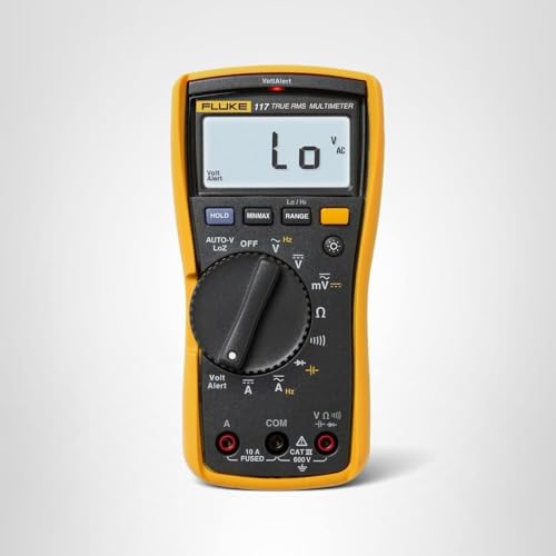 Fluke 117 Digital Multimeter, Non-Contact AC Voltage Detection, Measures Resistance/Continuity/Frequency/Capacitance/Min Max Average, Automatic AC/DC Voltage Selection, Low Impedance Mode