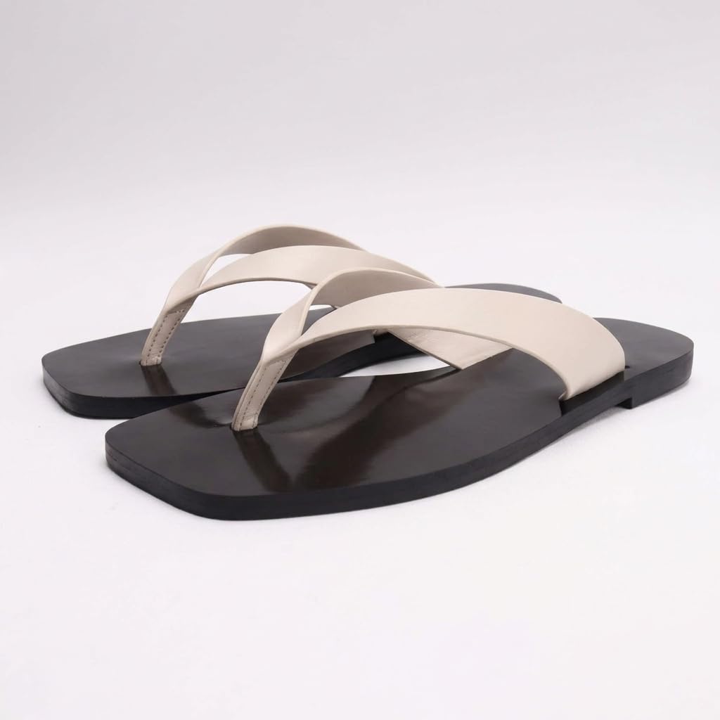FJQNXGY Flip Flops for Women Comfortable Square Toe Casual Beach Thong Sandals Slip On Dressy Flats Summer Outdoor Slides Shoes