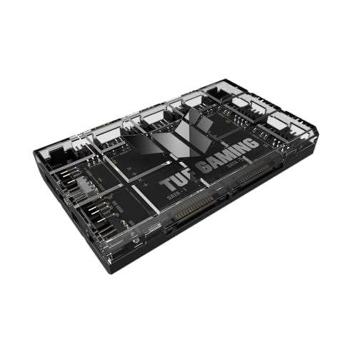 ASUS TUF Gaming ARGB PWM Fan Hub (Connects six case Fans, PWM Fan and RGB Connector, Clear Power and Operation Indicators, Stable Dual SATA Power Support)