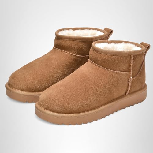 Project Cloud 100% Genuine Leather Ankle Boots for Women - Water Resistant with Memory Foam Insole Winter Boots for Women - Trending Shoes & Comfortable Women's Ankle Boots (Hippy, Chestnut, 8)