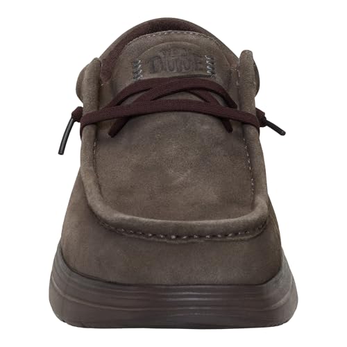 HEYDUDE Wally COMF Suede Major Brown/Mole Brown Size 11, Men’s Shoes, Slip-on Loafers, Comfortable & Light-Weight