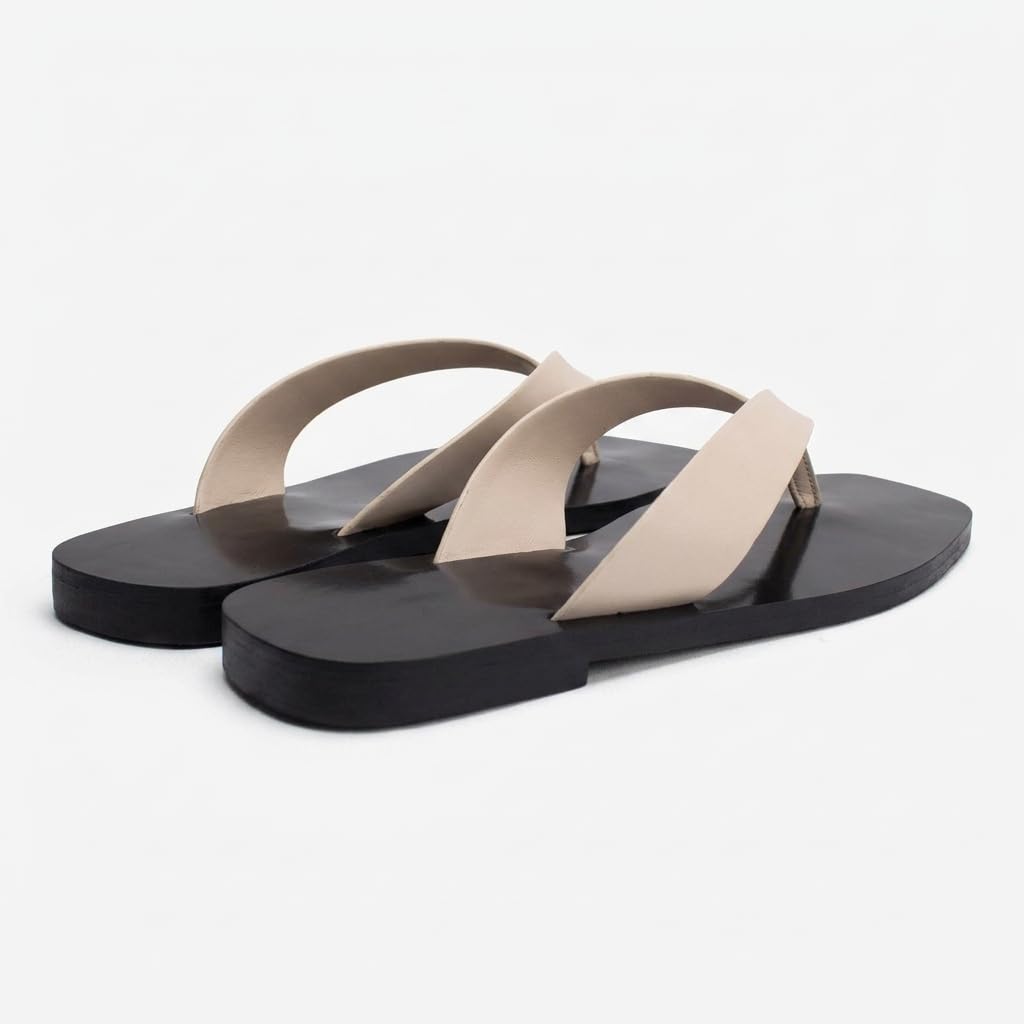 FJQNXGY Flip Flops for Women Comfortable Square Toe Casual Beach Thong Sandals Slip On Dressy Flats Summer Outdoor Slides Shoes