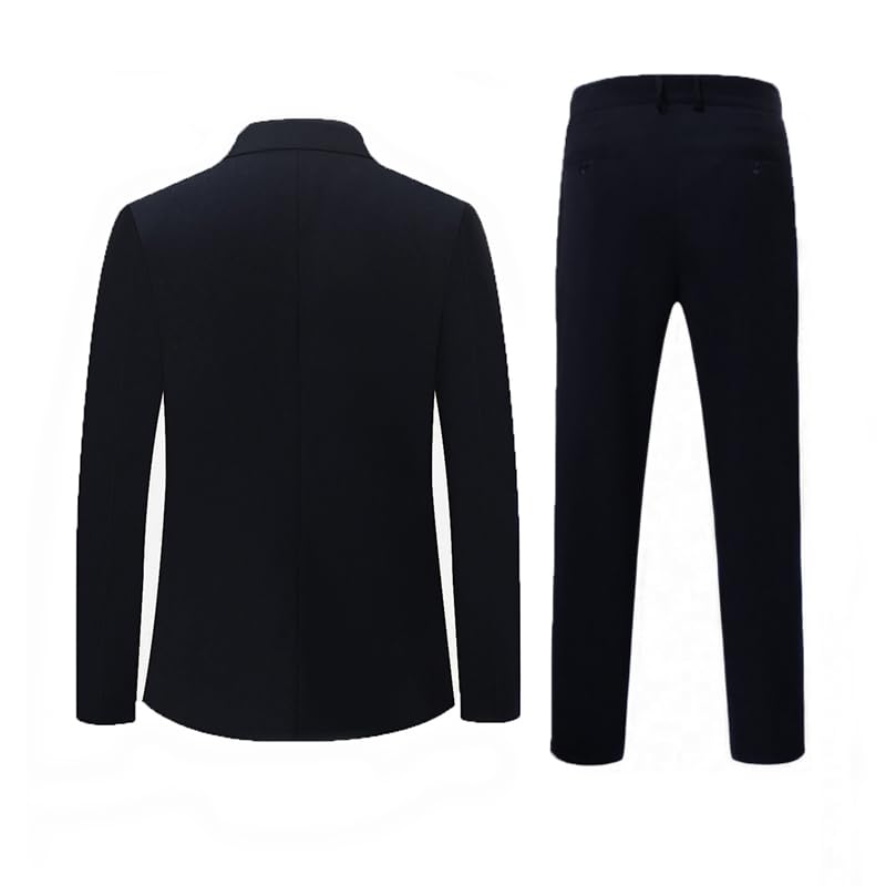 i · FineLong Men's 2 Piece Suit one Button Slim Fit Formal Wedding Prom Tuxedo Suits Blazer Pants Set (US, Alpha, XX-Large, Regular, Regular, Black)