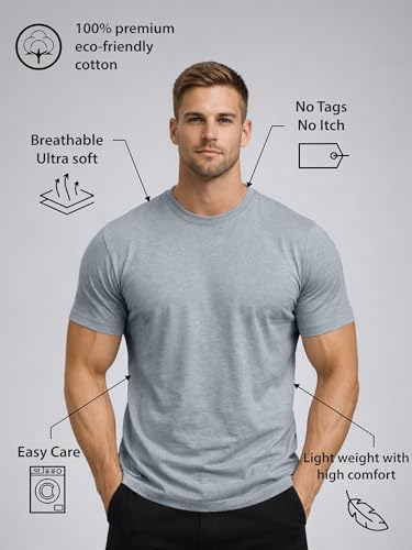 Veirdo Men's Solid Pure Cotton Half Sleeve T-Shirt Combo for Men (Pack of 3) (PO3_TSH_AMZUSA_HG_HG_HG_XL)