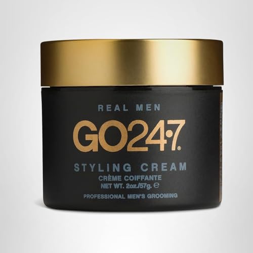 GO247 Styling Cream - Medium Hold Matte Finish Styling Cream for Men - Controls Frizz & Flyaways - Ideal for Natural, Flexible Styles - Perfect for Short to Medium Hair, 2 Oz
