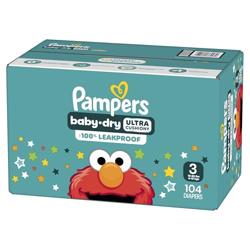 Pampers Diapers - Baby Dry - Size 3, 104 Count, Absorbent Disposable Infant Diaper (Packaging May Vary)