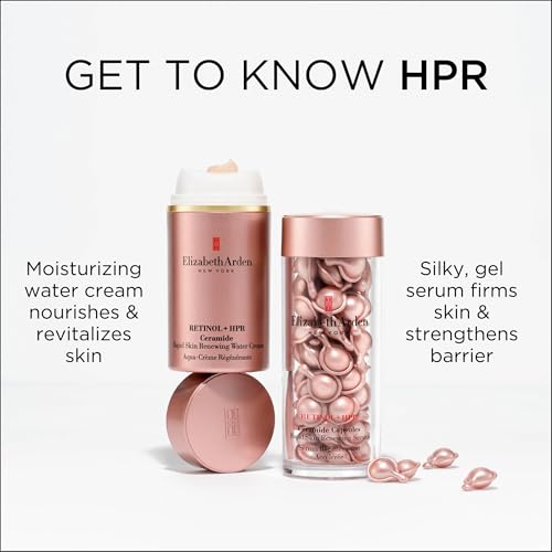 Elizabeth Arden Retinol + HPR Ceramide Rapid Skin Renewing Anti-Aging Face Serum Capsules, Fine Lines & Wrinkles Treatment with Peptides, Vitamin E, & Niacinamide, 60 Count