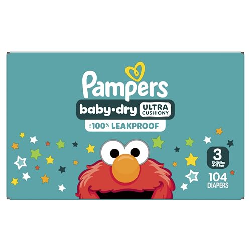 Pampers Diapers - Baby Dry - Size 3, 104 Count, Absorbent Disposable Infant Diaper (Packaging May Vary)