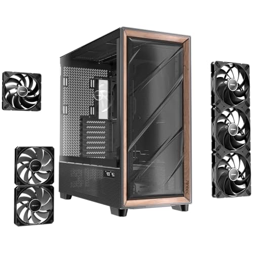 Antec Flux Pro, 6 x PWM Fans Included, High-Airflow Front Panel with Walnut Wood, iShift PSU 90° Mount, USB3.0 x 2, Type-C, 420mm Radiator Support, Temp. Display, Full-Tower E-ATX PC Case