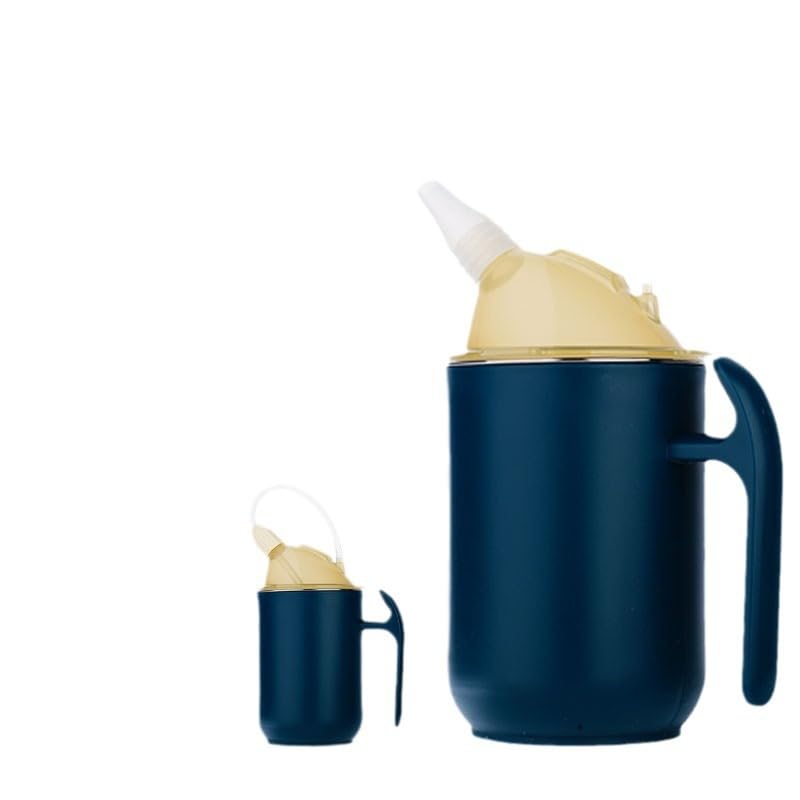 Adult Sippy Cup for Elderly Spill-Proof Cup 400ML Stainless Steel Sippy Cups with Straw Seniors Dysphagia Patient Disabled Maternit for Water Milk and Soup Health Household Supplies Feeding Cups