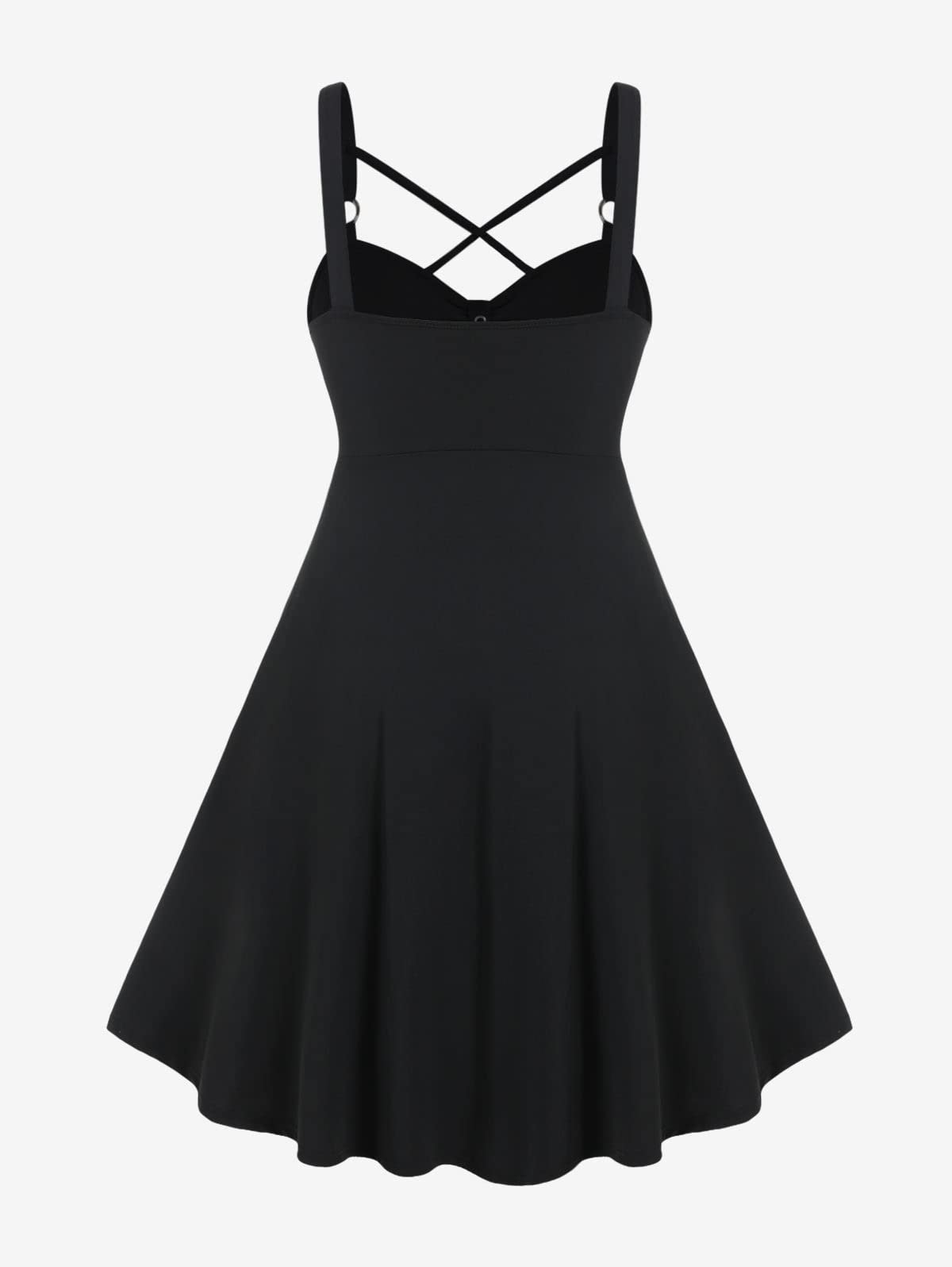 ROSE GAL Womens Plus Size Dresses Sleeveless Wrap V-Neck Gothic Vintage 50S Spaghtti Strap Swing Maxi Dress(Black_24/2X)