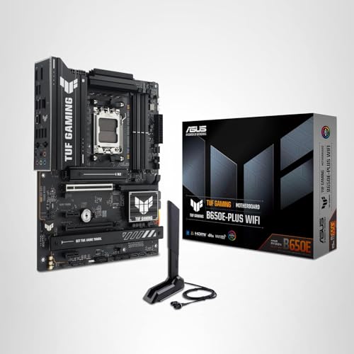 ASUS TUF Gaming B650E-PLUS WiFi AMD B650 ATX Motherboard, 12+2+1 80A DrMOS Power Stages, DDR5, PCIe 5.0 Ready, 3X M.2, Wi-Fi 6E, 2.5Gb LAN, DisplayPort, HDMI™, USB Type-C, BIOS Flashback, Aura Sync