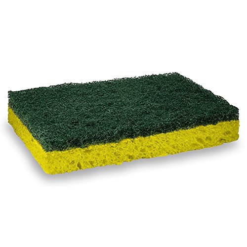 Amazon Basics Heavy Duty Scrub Sponges, Dual-Sided Design, Yellow/Green, 6-Pack