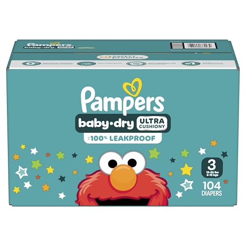 Pampers Diapers - Baby Dry - Size 3, 104 Count, Absorbent Disposable Infant Diaper (Packaging May Vary)