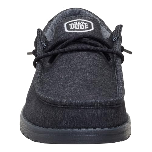 HEYDUDE Wally Stretch Jersey Black Size 10, Men’s Shoes, Men's Slip-on Loafers, Comfortable & Light-Weight