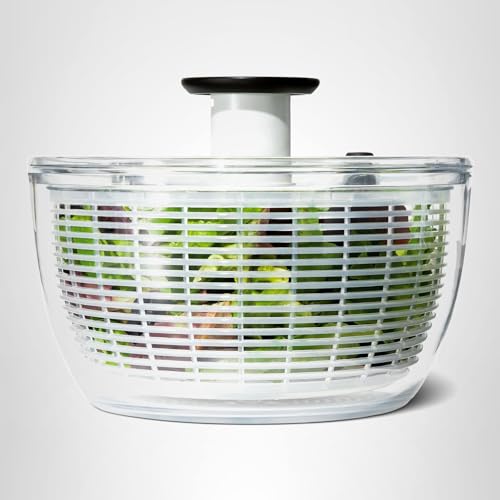 OXO Good Grips Salad Spinner | Lettuce Spinner | Fruit Washer | Fruit Washing Bowl with Strainer | Vegetable Cleaner | Salad Cleaner | Lettuce Washer | 6.22 Quart Capacity