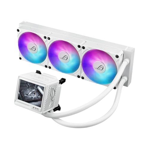 ASUS ROG RYUJIN III 360 ARGB EXTREME White Edition all-in-one AIO CPU liquid cooler, AMD Ryzen 9000 & Intel® Core™ Ultra Ready, Asetek Gen8 V2 pump;high airflow static pressure magnetic fans; 3.5" LCD