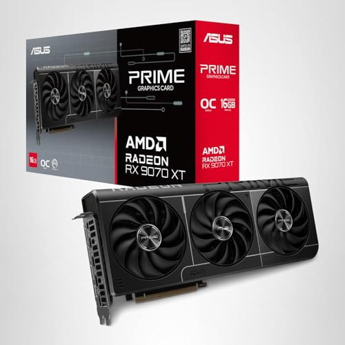 ASUS Prime Radeon™ RX 9070 XT OC Edition Graphics Card, AMD (PCIe 5.0, HDMI/DP 2.1, 2.5-Slot Design, Axial-tech Fans, Ball Bearings, Dual BIOS, GPU Guard)