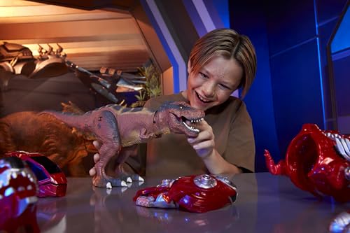 Armorsaurs Armor-Up T-Rex Dinosaur Ajax Toy Figure with 7 Removable Armor Pieces, Tail-Triggered Chomp, Pilot Pod Compatible, 8.7" Hx17.9 L, Kids, Boys, Girls, Ages 6+