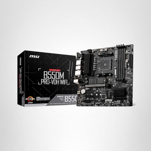 MSI B550M PRO-VDH WiFi ProSeries Motherboard (AMD Ryzen 5000, AM4, DDR4, PCIe 4.0, SATA 6Gb/s, M.2, USB 3.2 Gen 1, Wi-Fi, Bluetooth, D-SUB/HDMI/DP, Micro-ATX)