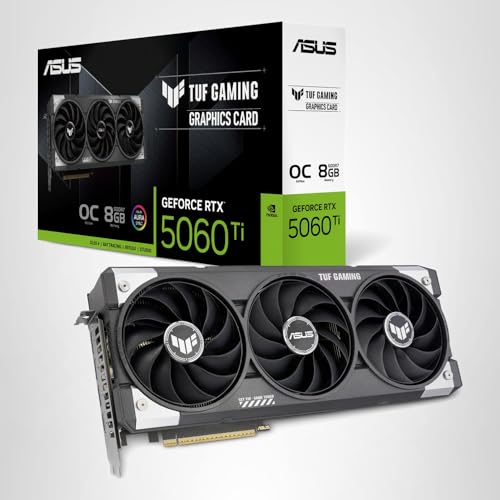 ASUS TUF GeForce RTX™ 5060 Ti 8GB GDDR7 OC Edition Graphics Card, NVIDIA, Desktop (PCIe® 5.0, HDMI®/DP 2.1, 3.1-Slot, Military-Grade Components, Protective PCB Coating, Axial-tech Fans)