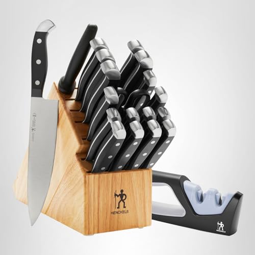 HENCKELS Statement Premium Quality 12-Piece Knife Set with Block, Razor-Sharp, German Engineered Informed by 100+ Years of Mastery, Lightweight and Strong, Dishwasher Safe, Natural