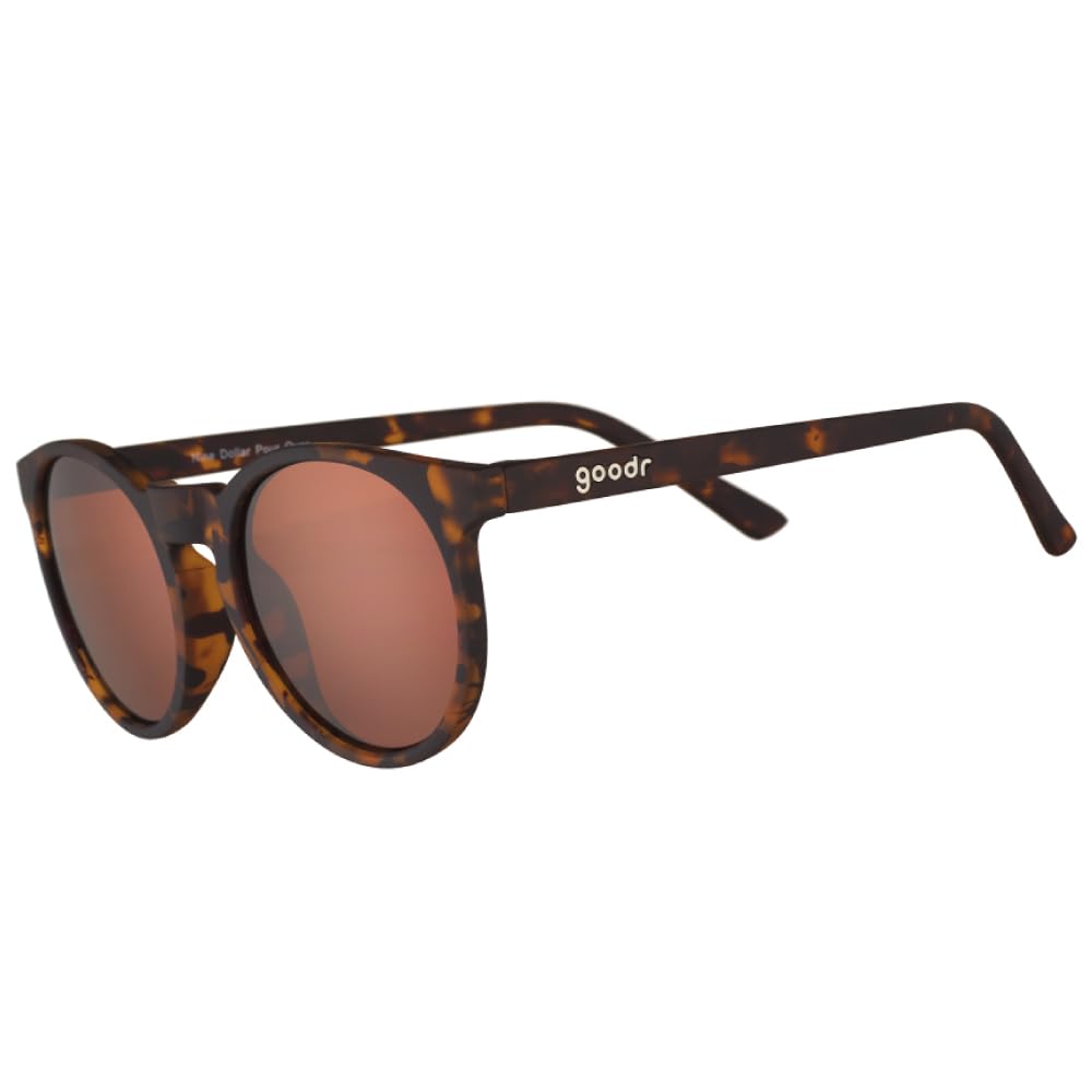 goodr Nine Dollar Pour Over Polarized Round Sunglasses, Small Sized (Circle G), Brown Translucent Frames with Brown Non-Reflective Glare Reducing Lens, UV400 Protection, No Slip, No Bounce