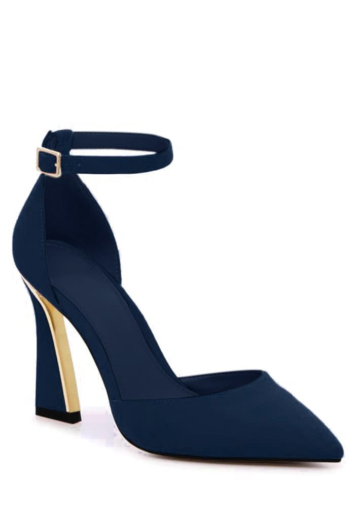 Juliet Holy Womens Pumps Point Closed Toe Heels Buckle Ankle Strap D'Orsay Heeled Sandals