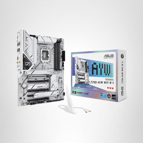 ASUS Z790-AYW WiFi W II Intel Z790 (LGA 1700) ATX Motherboard with PCIe® 5.0, 3X M.2, 12+1 DrMOS, DDR5, WiFi 6, 2.5Gb LAN, HDMI, USB 10Gbps Type-C®, USB 10Gbps Type-C®, Thunderbolt™, USB4®, Aura Sync